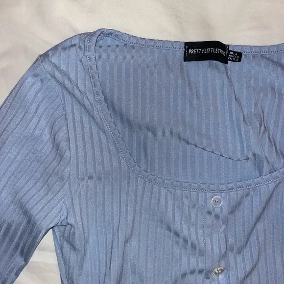 PrettyLittleThing Light Blue Striped Pajama Set - Picture 2 of 4